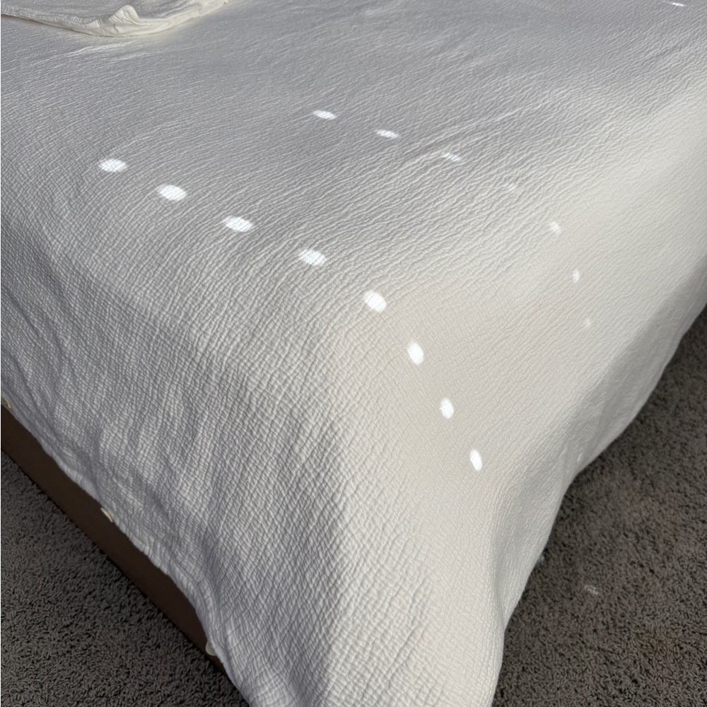 West Elm Crinkle Cotton Queen Bedspread with Matching Euro Pillow Shams - Picture 3 of 8